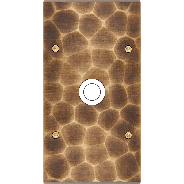 Façade fascination laiton onde double verticale 1 gros bouton poussoir push à vis - Modelec - 167432