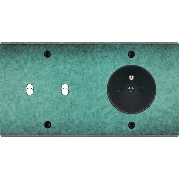 Façade fascination laiton jade double horizontale 2 basculeurs prise de courant 2p+t à vis - Modelec - 262434