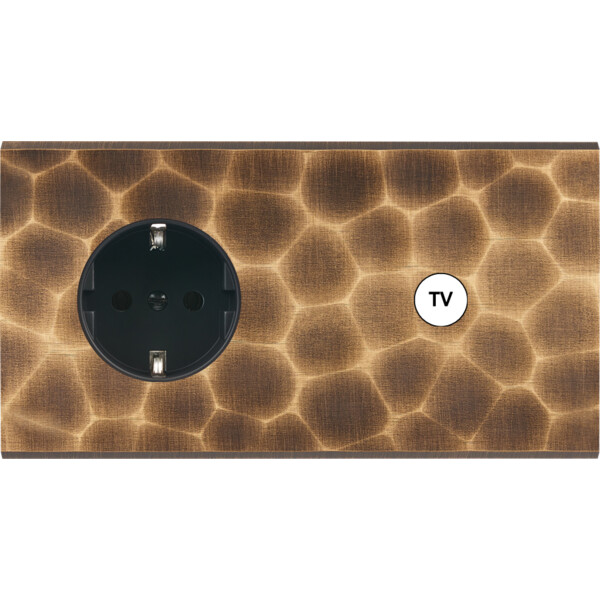 Façade fascination laiton onde double horizontale 1 prise schuko 1 prise tv - Modelec - 279432M-K