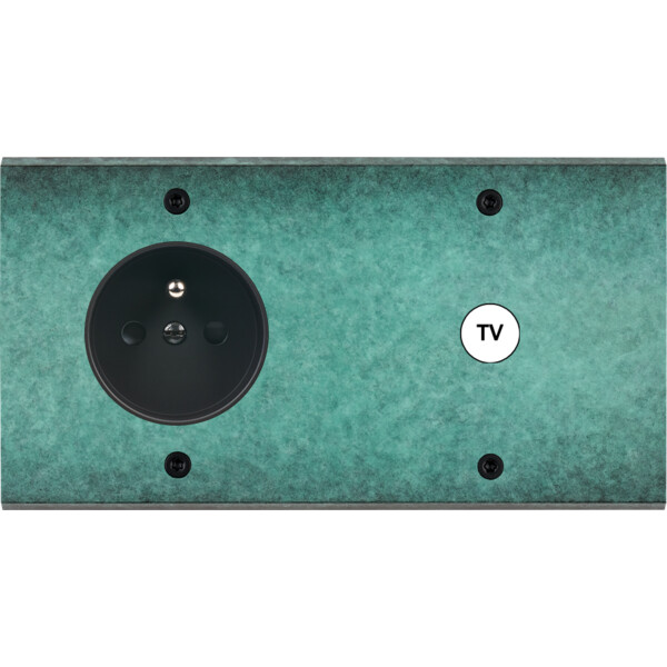 Façade fascination laiton jade double horizontale prise 2p+t 1 prise tv a vis - Modelec - 279434