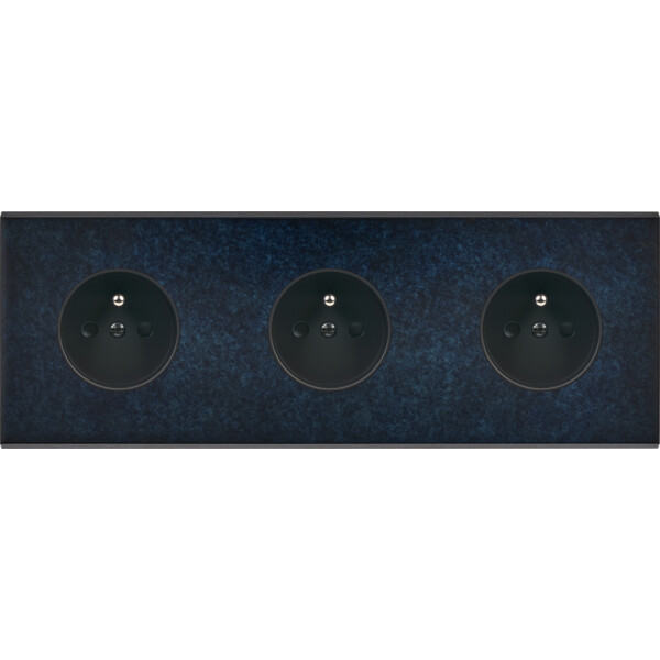 Façade fascination laiton ombre triple horizontale prise 2p+t prise 2p+t prise 2p+t sans vis - Modelec - 310439M