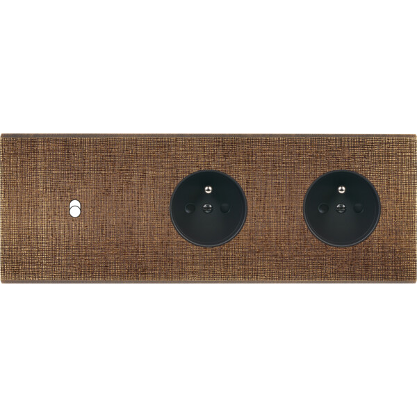 Façade fascination laiton coslan triple horizontale 1 basculeur prise 2p+t prise 2p+t sans vis - Modelec - 311430M
