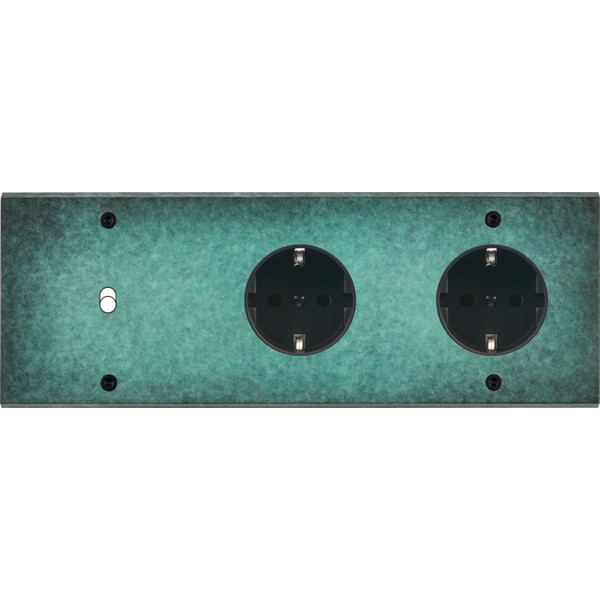 Façade fascination laiton jade triple horizontale 1 basculeur 1 prise schuko 1 prise schuko à vis - Modelec - 311434-K