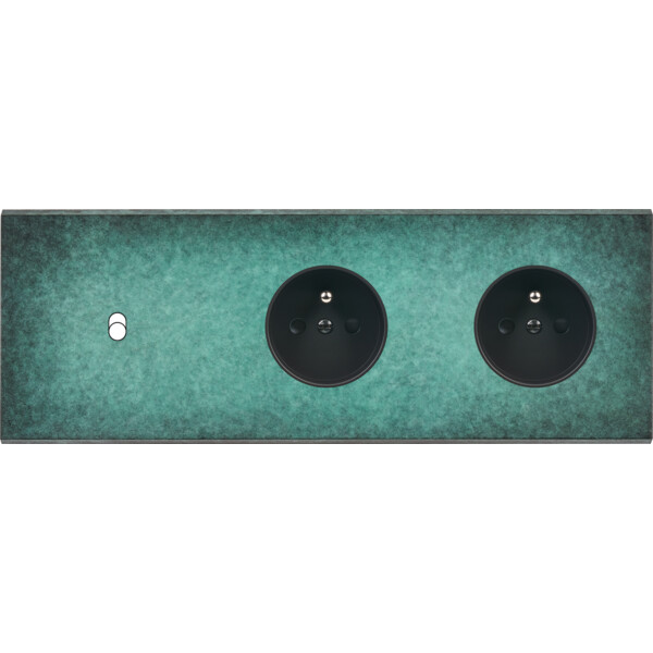 Façade fascination laiton jade triple horizontale 1 basculeur prise 2p+t prise 2p+t sans vis - Modelec - 311434M