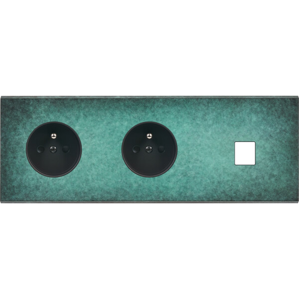 Façade fascination laiton jade triple horizontale prise 2p+t prise 2p+t 1 media sans vis - Modelec - 313434M