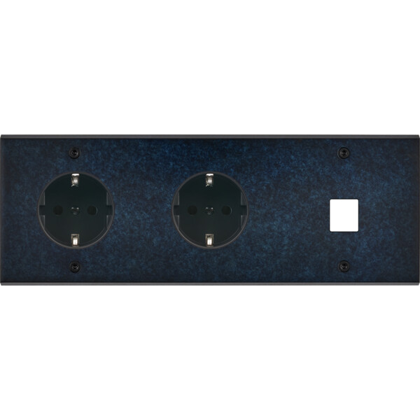 Façade fascination laiton ombre triple horizontale 1 prise schuko 1 prise schuko 1 media à vis - Modelec - 313439-K