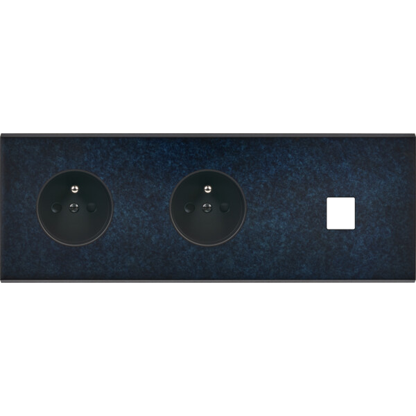Façade fascination laiton ombre triple horizontale prise 2p+t prise 2p+t 1 media sans vis - Modelec - 313439M