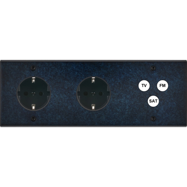 Façade fascination laiton ombre triple horizontale 1 prise schuko 1 prise schuko tvfmsat à vis - Modelec - 315439-K