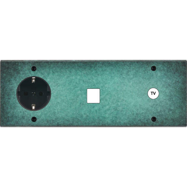 Façade fascination laiton jade triple horizontale 1 prise schuko 1 média 1 prise tv à vis - Modelec - 319434-K