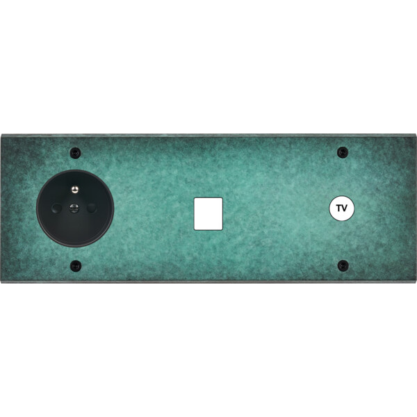 Façade fascination laiton jade triple horizontale prise 2p+t 1 media 1 prise tv a vis - Modelec - 319434