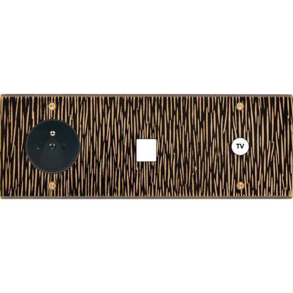 Façade fascination laiton fauve triple horizontale prise 2p+t 1 media 1 prise tv a vis - Modelec - 319435
