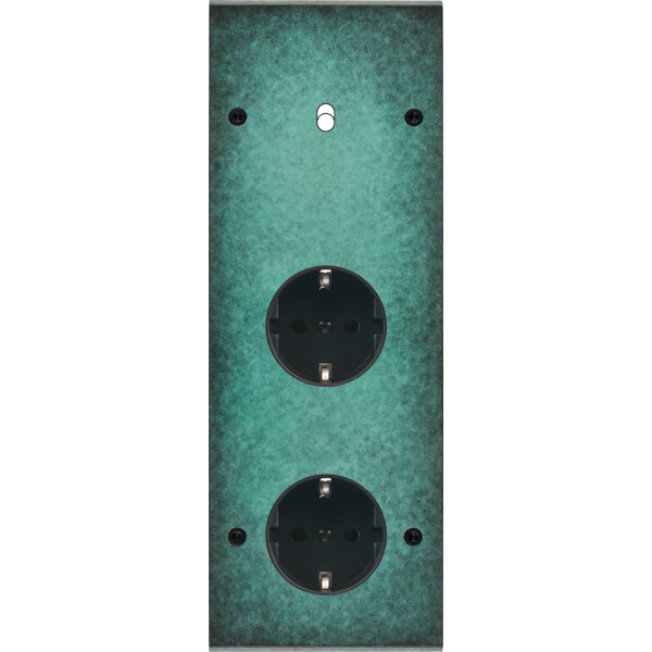 Façade fascination laiton jade triple verticale 1 basculeur 1 prise schuko 1 prise schuko à vis - Modelec - 361434-K