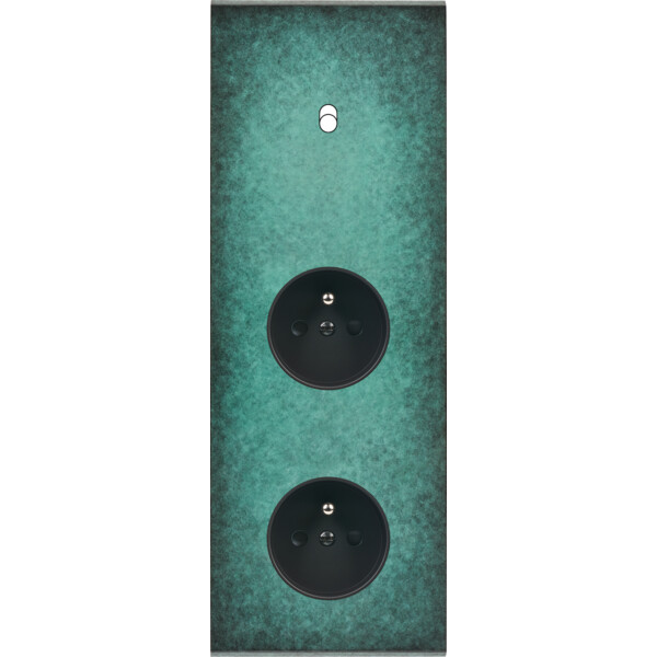 Façade fascination laiton jade triple verticale 1 basculeur prise 2p+t prise 2p+t sans vis - Modelec - 361434M