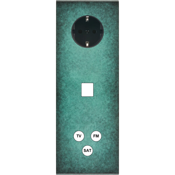 Façade fascination laiton jade triple verticale 1 prise schuko 1 media tvfmsat  - Modelec - 374434M-K