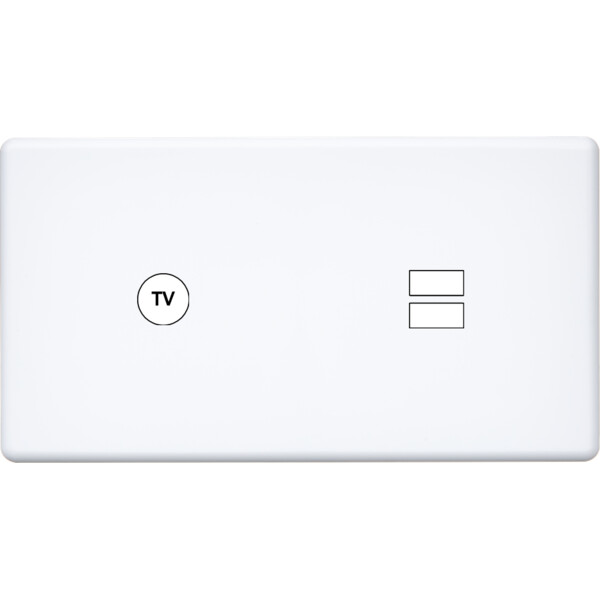 Façade hitera blanc soft touch double horizontale 1 tv ouverture pour chargeur double usb  - Modelec - 255481