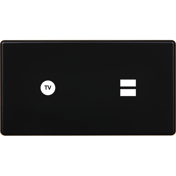 Façade hitera noir soft touch double horizontale 1 tv ouverture pour chargeur double usb  - Modelec - 255482