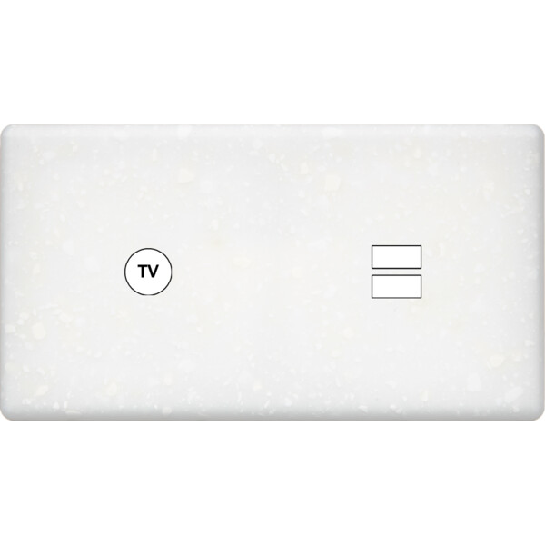 Façade hitera terrazzo blanc double horizontale 1 tv ouverture pour chargeur double usb  - Modelec - 255485