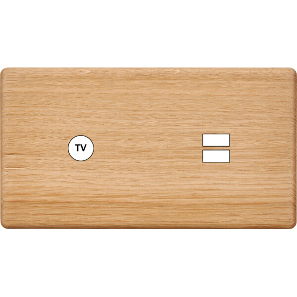 Façade hitera chêne clair double horizontale 1 tv ouverture pour chargeur double usb  - Modelec - 255491