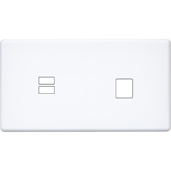 Façade hitera blanc soft touch double horizontale ouverture pour chargeur double usb 1 média  - Modelec - 256481