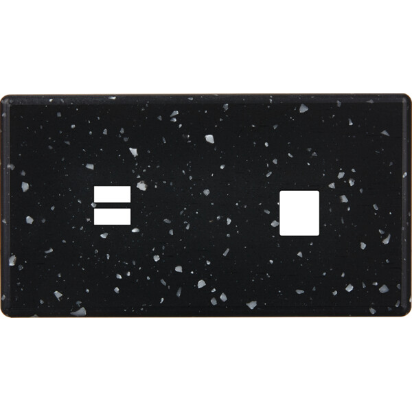 Façade hitera terrazzo noir double horizontale ouverture pour chargeur double usb 1 média  - Modelec - 256486