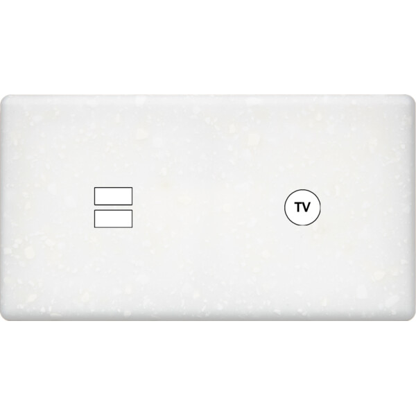 Façade hitera terrazzo blanc double horizontale ouverture pour chargeur double usb 1 tv  - Modelec - 257485