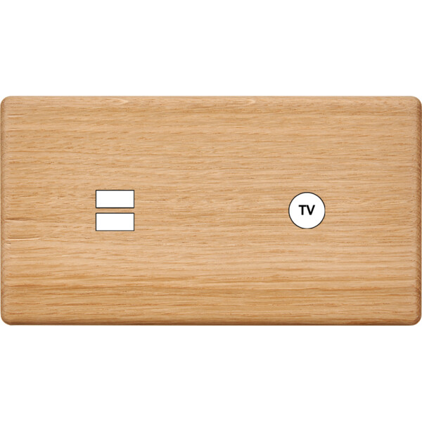 Façade hitera chêne clair double horizontale ouverture pour chargeur double usb 1 tv  - Modelec - 257491