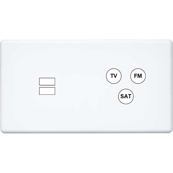 Façade hitera blanc soft touch double horizontale ouverture pour chargeur double usb 1 tv-fm-sat  - Modelec - 258481
