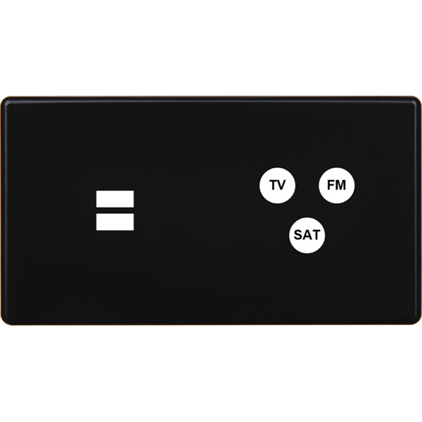 Façade hitera noir soft touch double horizontale ouverture pour chargeur double usb 1 tv-fm-sat  - Modelec - 258482