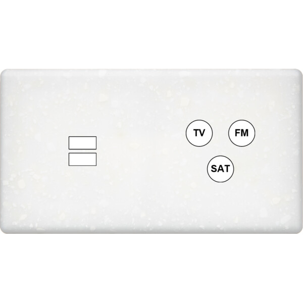 Façade hitera terrazzo blanc double horizontale ouverture pour chargeur double usb 1 tv-fm-sat  - Modelec - 258485