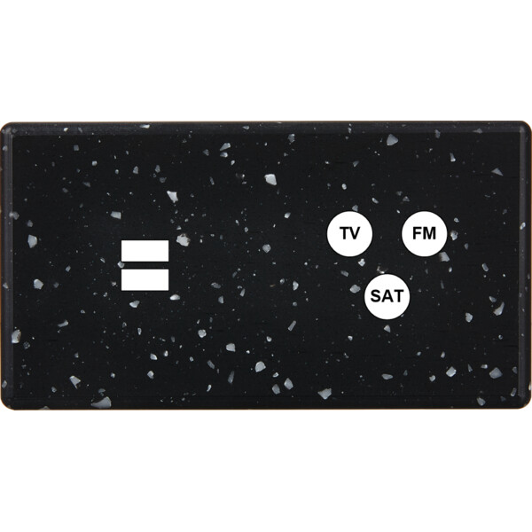 Façade hitera terrazzo noir double horizontale ouverture pour chargeur double usb 1 tv-fm-sat  - Modelec - 258486