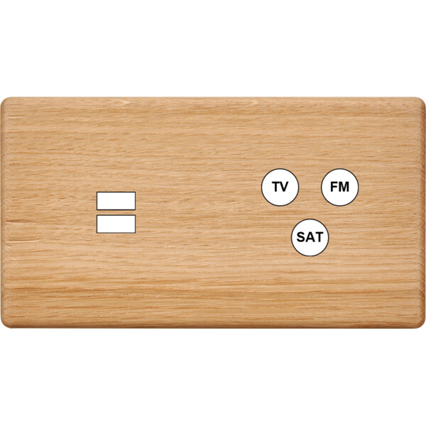 Façade hitera chêne clair double horizontale ouverture pour chargeur double usb 1 tv-fm-sat  - Modelec - 258491
