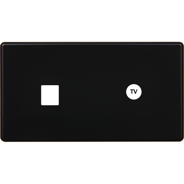 Façade hitera noir soft touch double horizontale 1 media 1 prise tv - Modelec - 271482