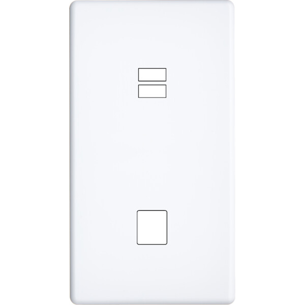 Façade hitera blanc soft touch double verticale ouverture pour chargeur double usb 1 média  - Modelec - 296481