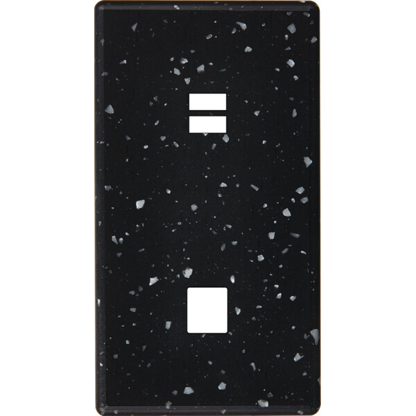 Façade hitera terrazzo noir double verticale ouverture pour chargeur double usb 1 média  - Modelec - 296486