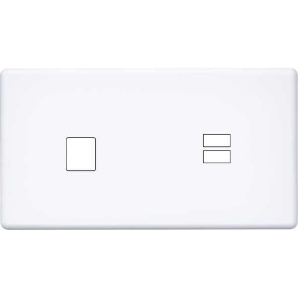Façade hitera blanc soft touch double horizontale 1 média ouverture pour chargeur double usb  - Modelec - 298481