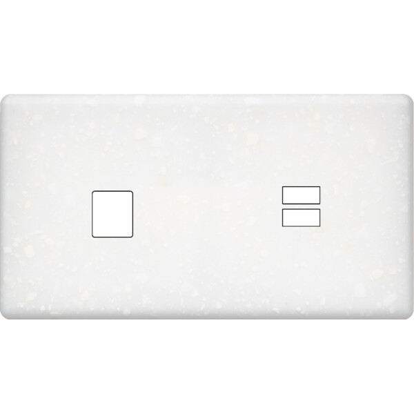 Façade hitera terrazzo blanc double horizontale 1 média ouverture pour chargeur double usb  - Modelec - 298485