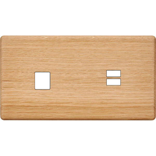Façade hitera chêne clair double horizontale 1 média ouverture pour chargeur double usb  - Modelec - 298491