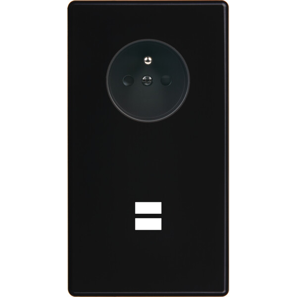 Façade hitera noir soft touch double verticale prise de courant 2p+t ouverture pour chargeur double usb  - Modelec - 299482