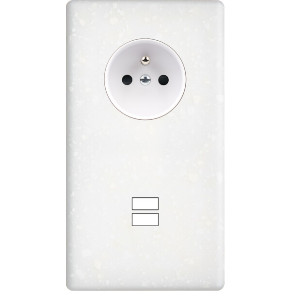 Façade hitera terrazzo blanc double verticale prise de courant 2p+t ouverture pour chargeur double usb  - Modelec - 299485