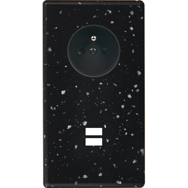 Façade hitera terrazzo noir double verticale prise de courant 2p+t ouverture pour chargeur double usb  - Modelec - 299486