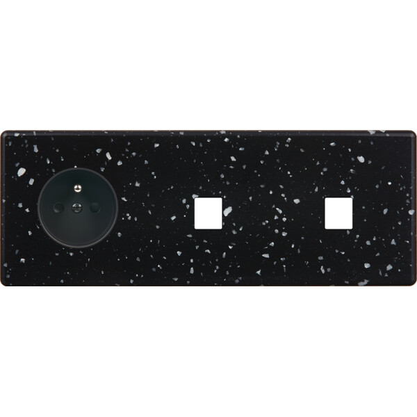 Façade hitera terrazzo noir triple horizontale prise 2p+t 1 media 1 media - Modelec - 326486