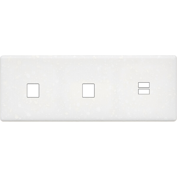 Façade hitera terrazzo blanc triple horizontale 1 média 1 média ouverture pour chargeur double usb - Modelec - 330485