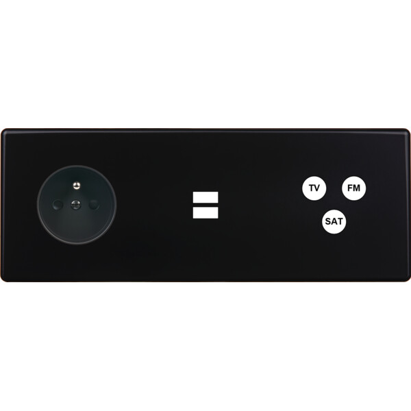 Façade hitera noir soft touch triple horizontale prise de courant 2p+t ouverture pour chargeur double usb 1 tv-fm-sat - Modelec - 333482