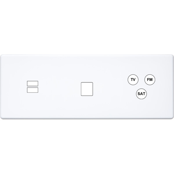 Façade hitera blanc soft touch triple horizontale ouverture pour chargeur double usb 1 média 1 tv-fm-sat - Modelec - 338481