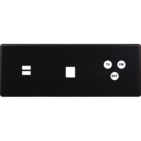 Façade hitera noir soft touch triple horizontale ouverture pour chargeur double usb 1 média 1 tv-fm-sat - Modelec - 338482