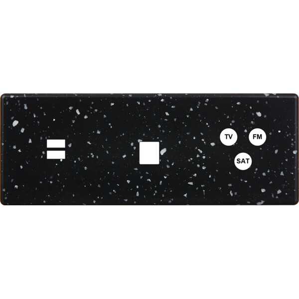 Façade hitera terrazzo noir triple horizontale ouverture pour chargeur double usb 1 média 1 tv-fm-sat - Modelec - 338486