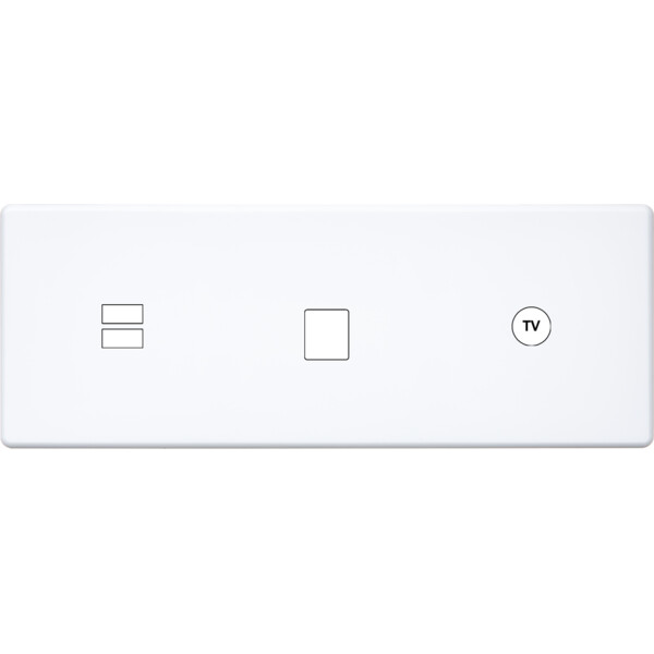 Façade hitera blanc soft touch triple horizontale ouverture pour chargeur double usb 1 média 1 tv - Modelec - 339481