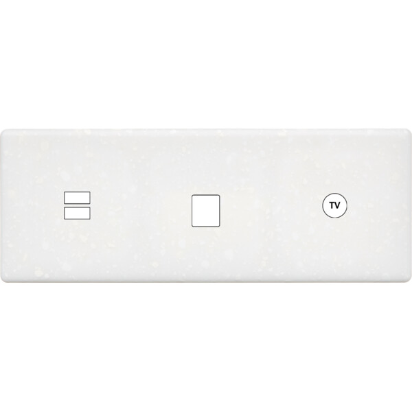Façade hitera terrazzo blanc triple horizontale ouverture pour chargeur double usb 1 média 1 tv - Modelec - 339485