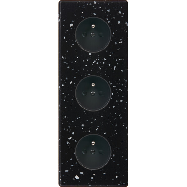 Façade hitera terrazzo noir triple verticale 3xprise 2p+t - Modelec - 360486