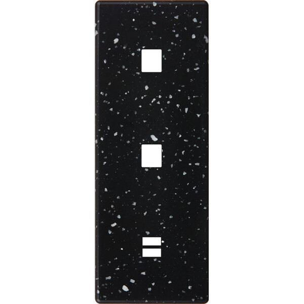 Façade hitera terrazzo noir triple verticale 1 média 1 média ouverture pour chargeur double usb - Modelec - 380486
